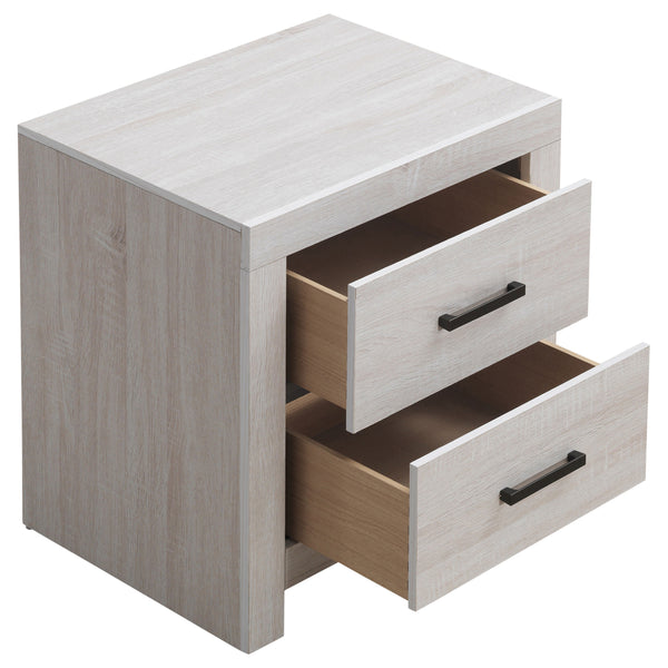 English Elm Brantford Barrel 2-Drawer Nightstand with Rustic Barrel Finish, Matte Bronze Handles, Ample Storage White B062P344907