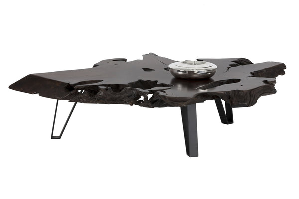 Sunpan RUSTEAK Handcrafted Teak Root Coffee Table - Unique Live-Edge Design with Sturdy Black Iron Base 102690