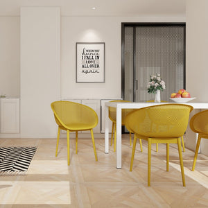 English Elm 2-Pack Modern Lounge Chairs with UV-Resistant PP, Mesh Weave Comfort, Lightweight & Easy-Care Design Earthy Yellow W3450P323313