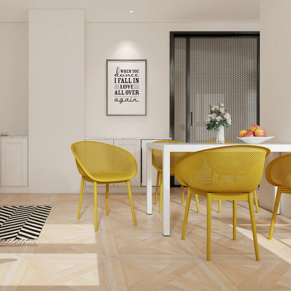 English Elm 2-Pack Modern Lounge Chairs with UV-Resistant PP, Mesh Weave Comfort, Lightweight & Easy-Care Design Earthy Yellow W3450P323313