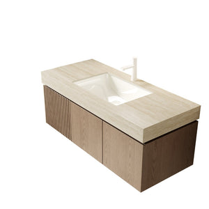 English Elm 48" Muri Spa Inspired Bathroom Vanity Cabinet Plywood Double Door Soft Close Storage Ancient Oak W2615P407921