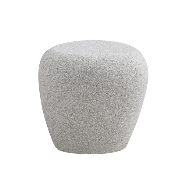 English Elm 19.29 Inch Fiberglass Stacked Stone Side Table Sculpted Organic Form for Living Room Beige W2582P427035