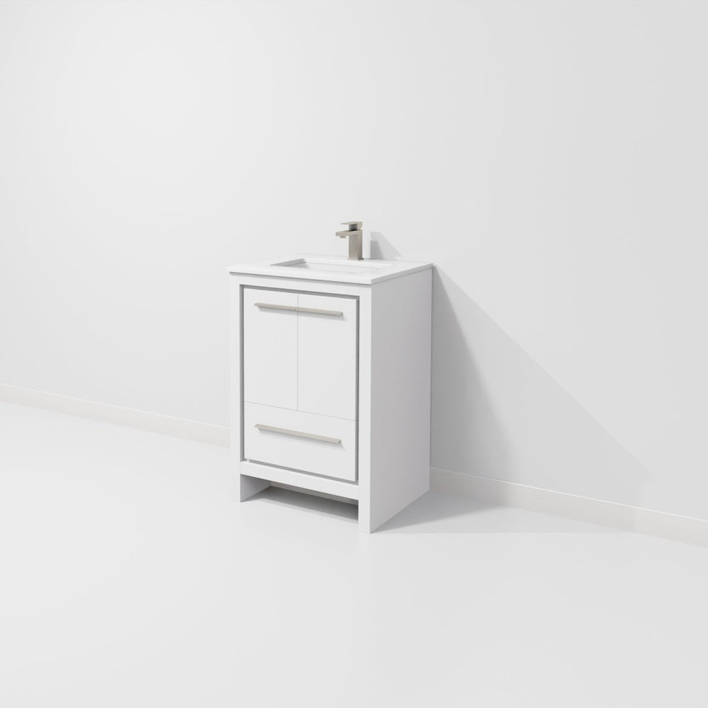 English Elm White Bath Vanity With White Quartz Top & Gun Metal Faucet - Perfect For Small Spaces & Storage! B2731P259272-GIGA