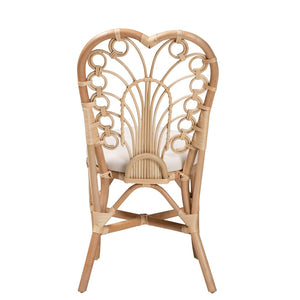 English Elm Bohemian Handwoven Kubu Rattan Mahogany Wood Dining Chair Organic Eclectic Style B2750P467670