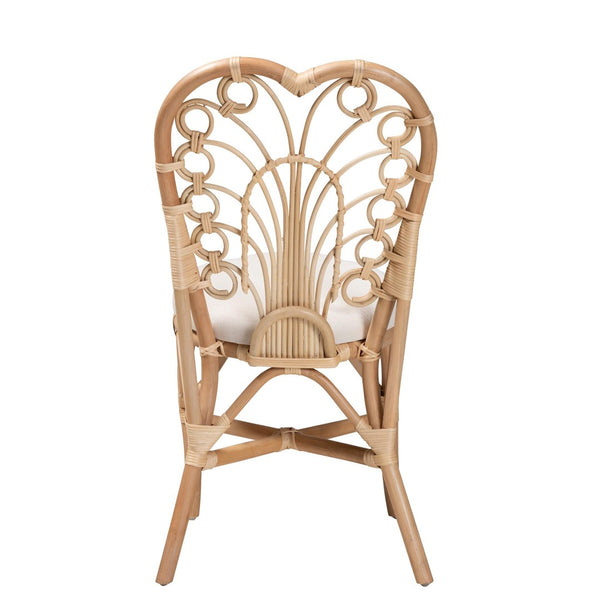 English Elm Bohemian Handwoven Kubu Rattan Mahogany Wood Dining Chair Organic Eclectic Style B2750P467670