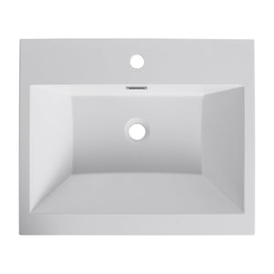 English Elm 24" Gloss White Resin Sink – Durable 24" Bathroom Top-Mount Vanity Basin, Modern Sleek Design W999P225393