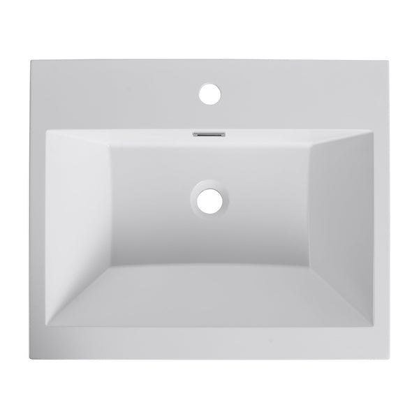 English Elm 24" Gloss White Resin Sink – Durable 24" Bathroom Top-Mount Vanity Basin, Modern Sleek Design W999P225393