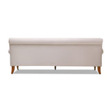 English Elm Alana Lawson Three-Cushion Tightback Sofa, Sky Neutral Beige Polyester