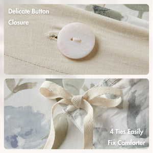 English Elm 5PCS Cotton Sateen Duvet Set Full/Queen with 300TC Printed Face, 2 Shams & 2 Decorative Pillows, Breathable Comfort Multi 18.11 L x 16.14 W x 4.72 H B035P341178