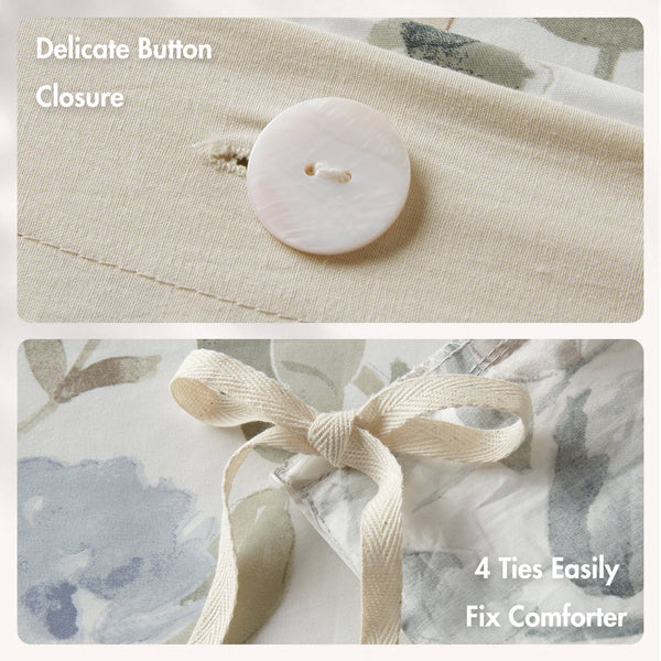 English Elm 5PCS Cotton Sateen Duvet Set Full/Queen with 300TC Printed Face, 2 Shams & 2 Decorative Pillows, Breathable Comfort Multi 18.11 L x 16.14 W x 4.72 H B035P341178