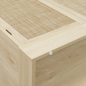 English Elm 4 Door Cabinet with 1 Drawer, Anti-Tip Kids Safe Storage, Metal Hinges, Adjustable Shelves, Compact Organizer (44.49x19.02x13.78 in) W68894703