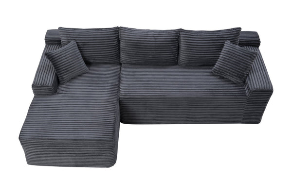 English Elm 106.3" Jumbo Corduroy L-shape Sectional Deep Seat Sofa No Assembly Living Room W5515S00036