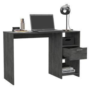 English Elm Omma Grey Computer Desk with Drawer & Dual Shelves, 43.3" Wide Compact Workstation, Engineered Wood B070P188827