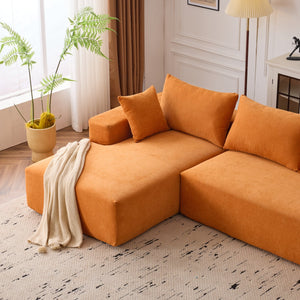 English Elm 108*68 Inch Extra-Deep Modular Sofa - Cozy Chenille Lounge For 4, No Assembly, Vibrant Orange Style W1829S00051