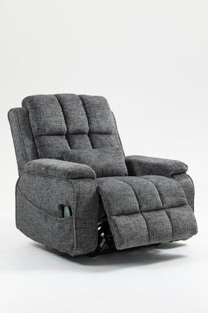 English Elm Oversized Power Lift Recliner Chair with Massage Heating and Usb Charging for Living Room Grey W547S00071