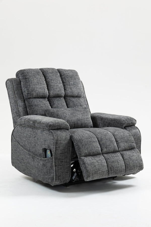 English Elm Oversized Power Lift Recliner Chair with Massage Heating and Usb Charging for Living Room Grey W547S00071