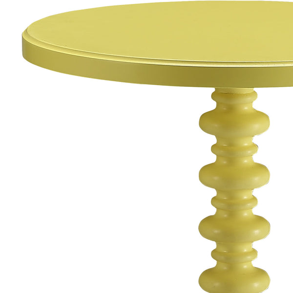 English Elm Acton Charming Yellow Round Accent Table with Turned Solid Wood Pedestal Base, KD, 40lb Limit, MDF Top B2726P321036