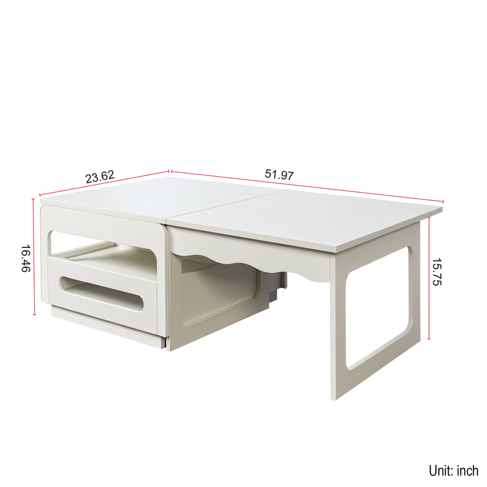 English Elm 3 3-in-1 Deformed Coffee Table with Storage Cabinet — Convertible Lift Top, Modular Layout for Living Room W331P280668