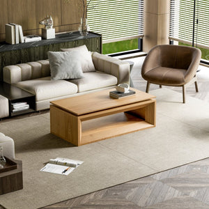 English Elm 43.3'' Wood Veneer Lift Top Coffee Table with Hidden Storage for Living Room Natural Wood W1435P453251