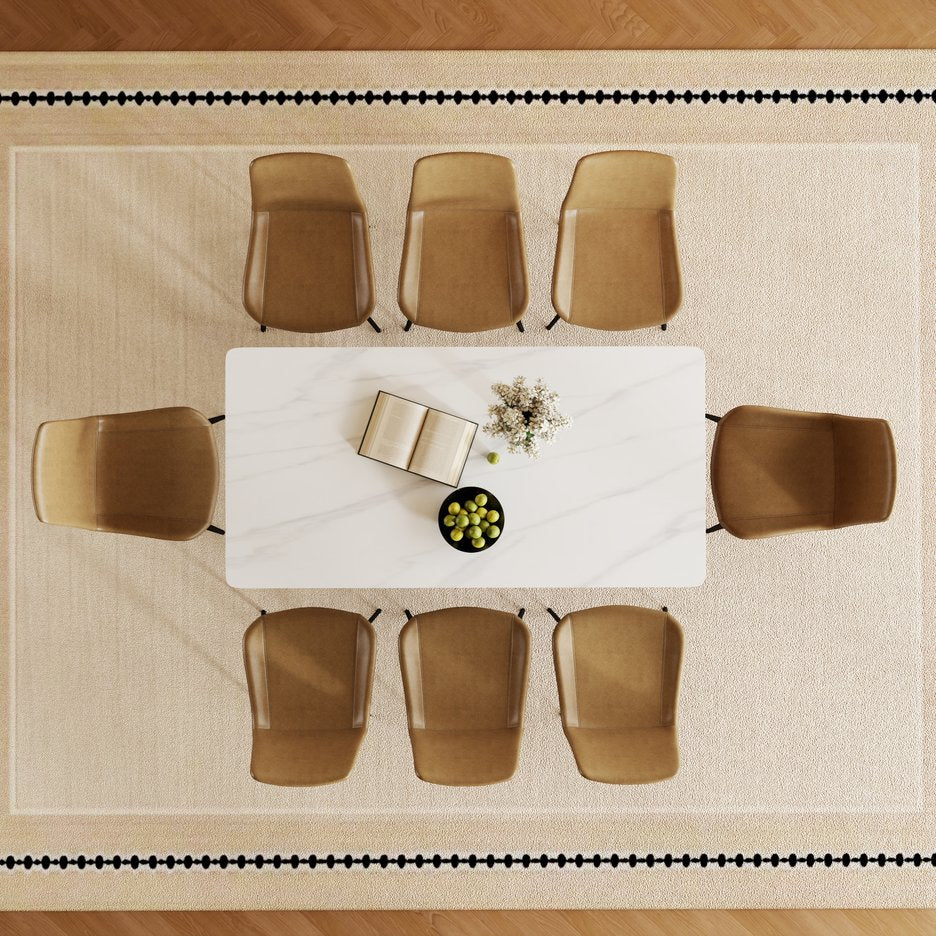 English Elm 71" Rectangular Dining Table - Modern Luxury With Sintered Stone Top & Sturdy Carbon Steel Base! W2699S00025