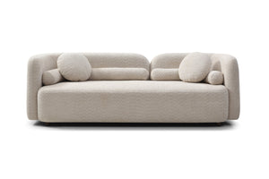 English Elm Luxury Three-Seater Modern Couch: Light Beige Boucle Velvet Sofa For Comfort In Home & Office Spaces W2664P381641