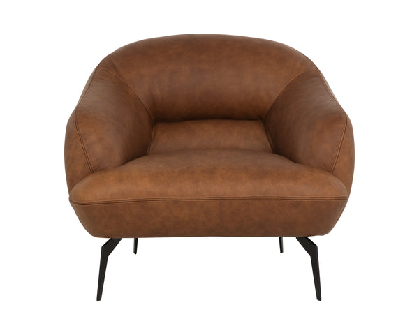 Sunpan Armani Armchair - Luxurious Italian Design with Smooth Curves and Cushioned Comfort for Your Home Cognac Leather