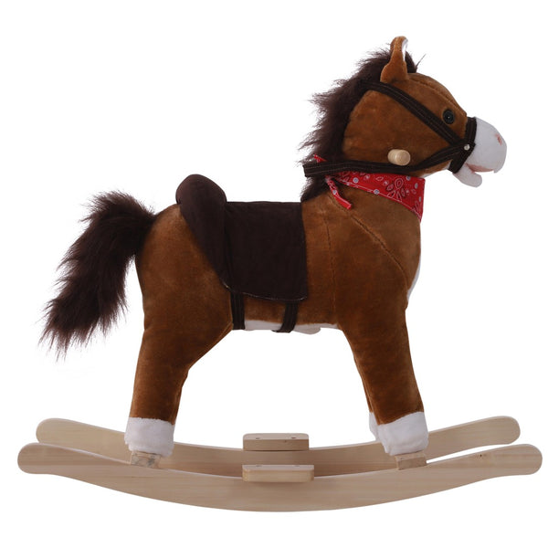 English Elm Qaba Plush Rocking Horse Toy with Galloping Sounds Sturdy Metal Frame for Toddlers W2225P217691