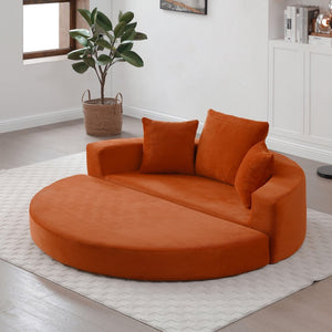 English Elm Convertible Corduroy Floor Futon Sofa Foldable Foam Lounge Bed for Any Room Orange W2677P487206