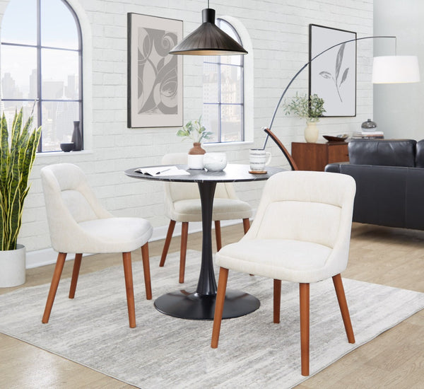 English Elm Chair Set of 2 Mid-century Modern Upholstered Dining Accent with Tapered Wood Legs Cream,Walnut B202P471335