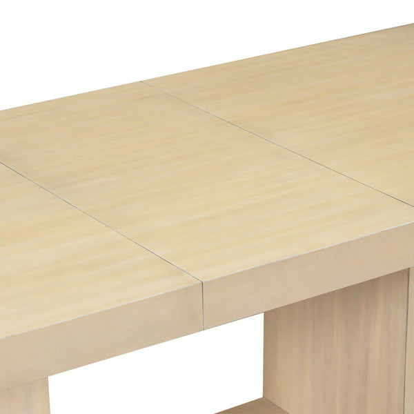 English Elm Topmax Extendable Acacia Wood Pedestal Dining Set with Bench and Upholstered Chairs N717S000054A