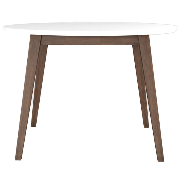 English Elm Ashcroft Furniture - Paloma Mid-Century Round Dining Table in White Solid Wood, 43.3" Durable Water-Resistant 4-Seat B183P232009