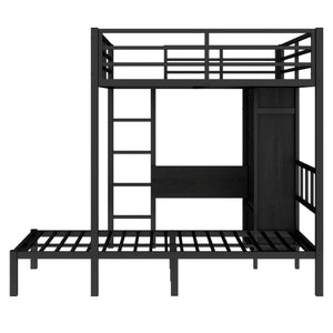English Elm Full Xl Over Twin Metal Bunk Bed With Foldable Desk, Led Closet & Noise Reduction - Space Saver! W1580S00113