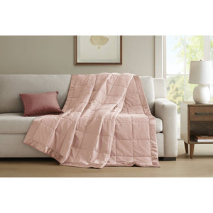 JLA Home Madison Park - Lightweight Cozy Down Alternative Blanket with Satin Trim, Moisture-Wicking, Hypoallergenic Comfort Blush MP51-5155