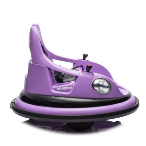 English Elm 12v Kids Ride on Bumper Car with 360 Spin Led Lights Bluetooth and Parental Remote Purple W1578P198507