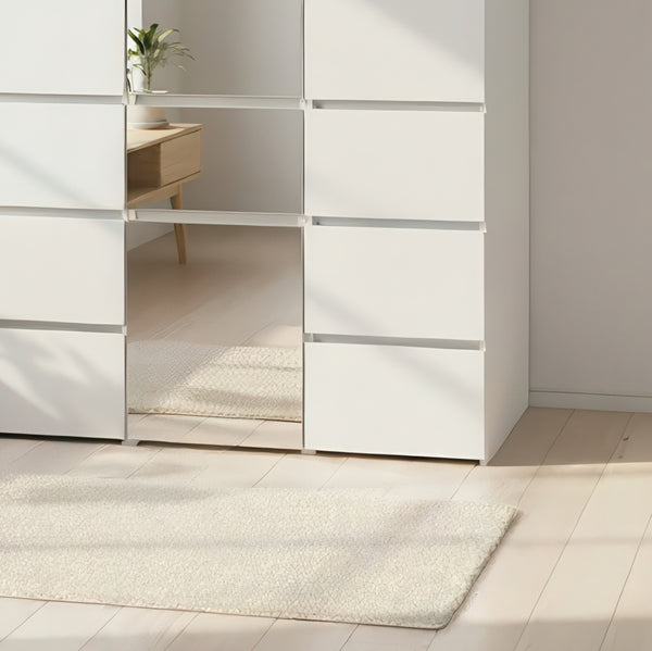 English Elm Elise Modular Wood Closet System with Mirror – Durable White Melamine, Ample Storage, Easy Assembly, Tall B040S00122