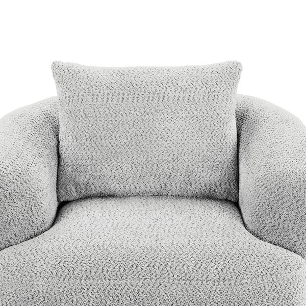 English Elm 360° Swivel Boucle Barrel Chair with Pocket Springs for Modern Living Rooms N719P288552R