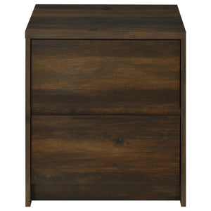 English Elm Geary Dark Pine 2-Drawer Nightstand with LED Lighting, Dual Outlet & USB-A/C Charging Ports for Bedsides B062P375559