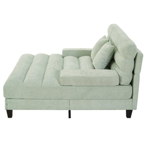 English Elm Modern Chaise Lounge Sofa with Adjustable 6-Position Backrest and App-Controlled RGB LED Lighting, Plush Chenille Upholstery Green N719P330968F