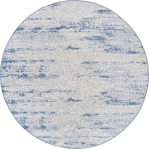 Unique Loom Outdoor Modern Cartago Machine Made Abstract Rug Blue, Ivory/Gray 10' 0" x 10' 0"