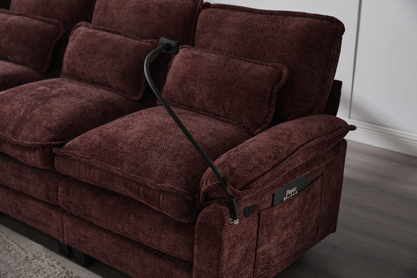 English Elm United We Win 106" U-Shape Sectional Sofa - Comfy Chenille Couch With Usb Ports, Storage Ottoman & Pillows W1568S00235-GIGA