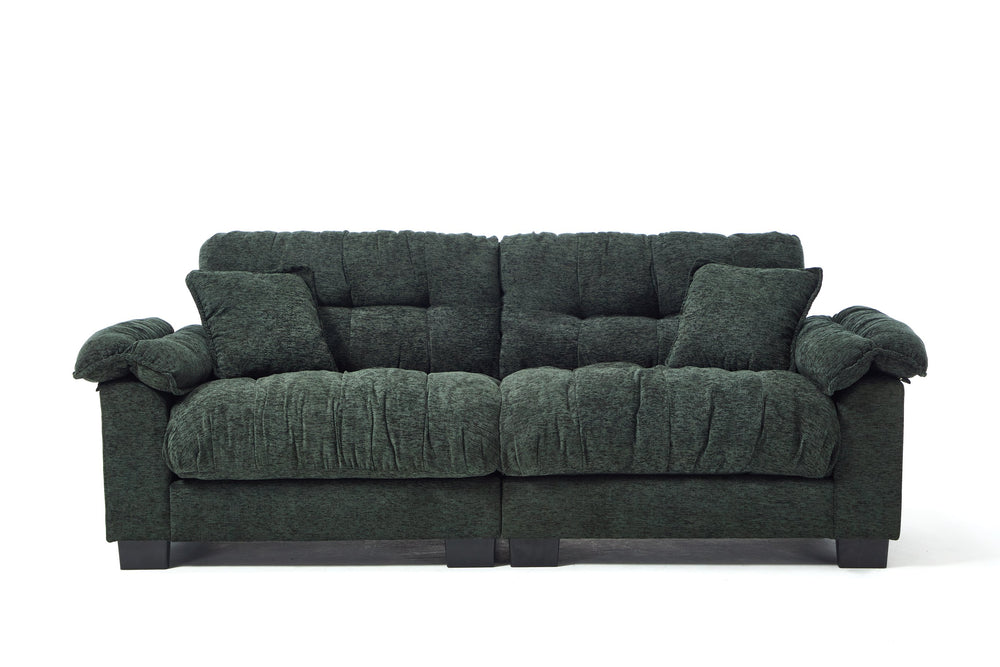 English Elm Casual Chenille Pleated Sofa - Modern Green 3-Seater With Stylish Comfort For Any Living Space W2100S00316