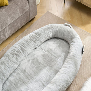 English Elm Human Giant Memory Foam Pet Bed for Adults — Plush Ergonomic Sofa with Storage Pockets & Handle Light Gray W2705P255385