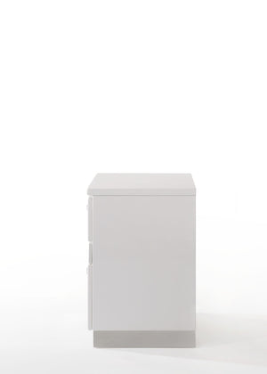 English Elm Naima White High Gloss Nightstand with Jewelry Drawer, Felt-Lined 3-Drawer Modern Accent Table B2726P261854