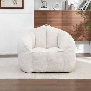 English Elm Giant Corduroy Bean Bag with Armrests Shredded Foam Lounge Chair for Living Room Beige W2200P442622