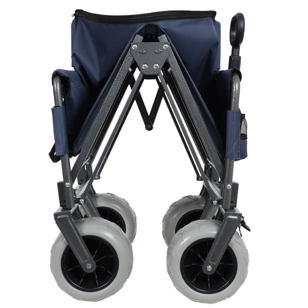 English Elm 3-in-1 Folding Utility Wagon Converts to Bench Seat with All-terrain Balloon Tires Dark Blue W2932P312718