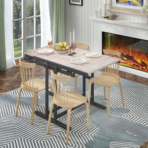 English Elm Vintage Solid Mahogany Convertible Table & Shelf with Metal Frame — Space-Saving Dining to Display W760P178255