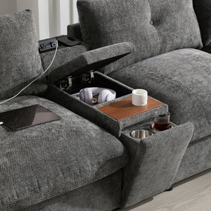 English Elm 142'' Modular Sectional Sofa - 6 Seats, Movable Ottoman, Usb Charging, Chic Chenille Style N723S9777E-GIGA