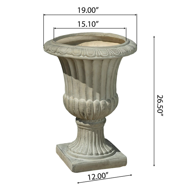 English Elm Christopher Knight Home® - ITALIAN Urn Planter 26" Magnesium Oxide Classic Handmade Indoor Outdoor Decorative Patio Accent Antique Green 52164.00AGRN