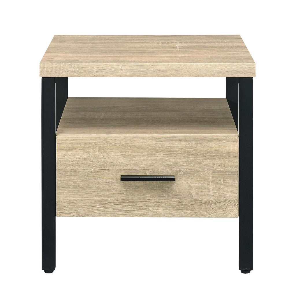 English Elm Oak Slim 1-Drawer Accent Table with Open Shelf and Metal Legs - Versatile Nightstand for Living Room hallway décor B062P186480