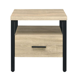 English Elm Oak Slim 1-Drawer Accent Table with Open Shelf and Metal Legs - Versatile Nightstand for Living Room hallway décor B062P186480